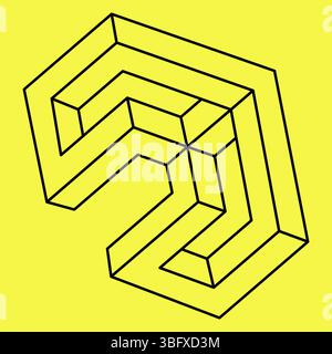 Impossible shape. Sacred geometry. Optical illusion. Abstract eternal geometric object. Impossible endless outline triangle. Impossible geometry Stock Vector