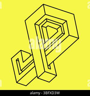 Impossible shapes. Sacred geometry. Optical illusion. Abstract eternal geometric object. Impossible endless outline. Optical art. Impossible geometry Stock Vector
