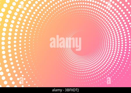 Abstract background modern halftone dots spiral in circle form orange and pink gradient color, vector illustration Stock Vector