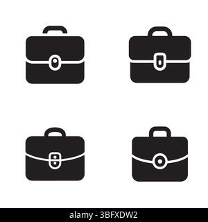 Four briefcase icons showcasing variations in design and style for diverse professional applications and future branding projects Stock Vector