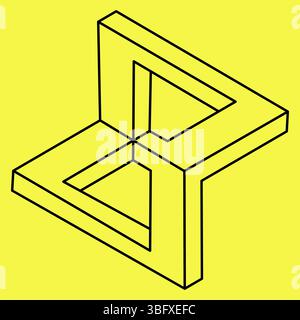 Impossible shapes. Sacred geometry. Optical illusion shape. Abstract eternal geometric object. Impossible endless outline object. Optical art Stock Vector