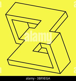 Impossible shape. Sacred geometry. Optical illusion object. Abstract eternal geometric object. Impossible endless outline figure. Op art. Impossible Stock Vector