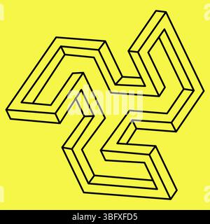 Impossible form. Vector illustration. Line design. Optical illusion. Op art.  Stock Vector