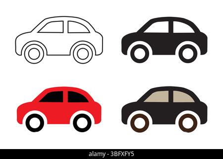 Simple car icons in various colors and styles a design element for websites apps or presentations showcasing versatility and adaptability Stock Vector