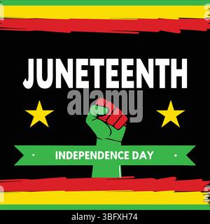 Celebrate Juneteenth Independence Day of poster design vector on a black background. Stock Vector