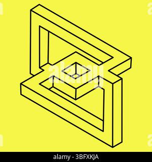 Op art. Impossible shape. Optical illusion. Abstract eternal geometric object.  Stock Vector