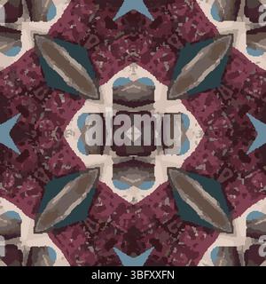 Maroon Teal Brown Kaleidoscope Pattern Vector Design Stock Vector