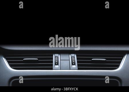 Car air conditioning diffusers. Car ventilation close-up. Elements of a car air conditioning. Stock Photo