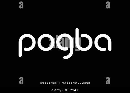 Modern unique rounded sans serif alphabet display font vector illustration Stock Vector