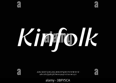 Elegant luxury decorative sans serif alphabet display font vector. Kinfolk typeface Stock Vector