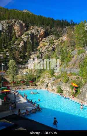 Pool of hot water in the Radium Hot Springs complex in the Kootenay ...