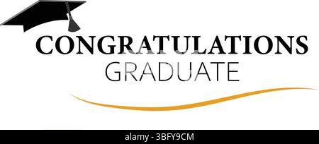 Congratulations Graduate Banner with Cap and Elegant Typography Stock Vector