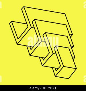 Impossible shapes. Web design element. Line design. Vector illustration. Optical illusion.  Stock Vector