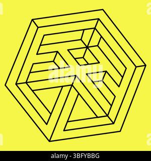 Impossible geometric shapes. Vector element. Optical illusion. Op art.  Stock Vector