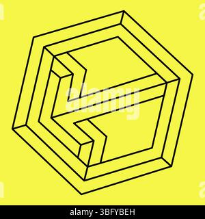 Impossible figure. Vector illustration, logotype. Optical illusion.  Stock Vector