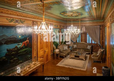 Drawing Room of Tresor Villa, Korce, Albania Stock Photo