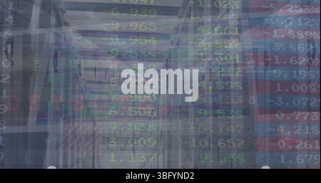 Image of data processing over financial data processing Stock Photo