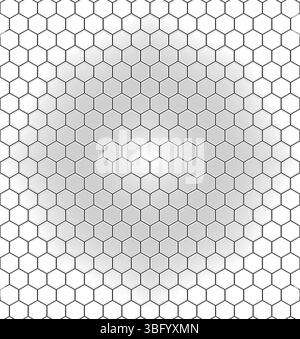 White and gray hexagonal grid creating concentric circles effect Stock Photo