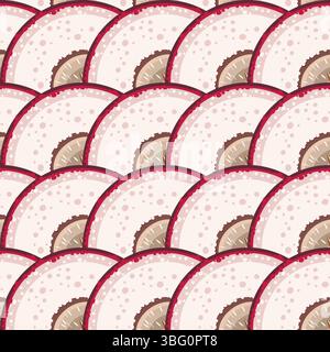 Malay apple slices tropical fruit seamless pattern vector illustration for textiles and fabric Stock Vector