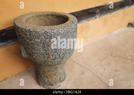 Korean traditional large stone mortar Stock Photo