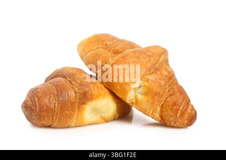 two baked croissants isolated on white Stock Photo