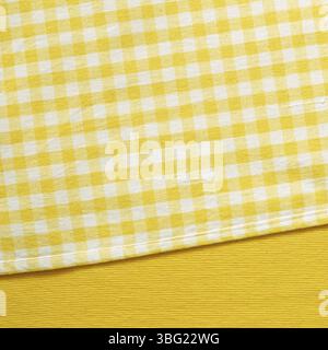 Yellow check and stripe pattern fabric background Stock Photo