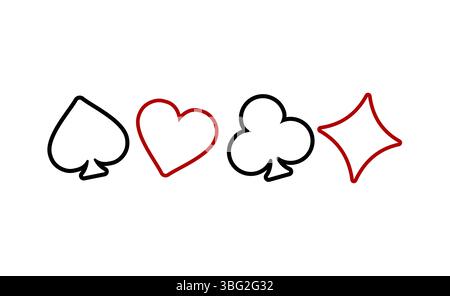 Playing Card Suits. Poker and Casino. Stock Vector