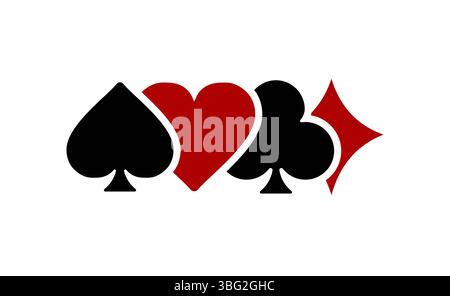 Playing Card Suits. Poker and Casino. Stock Vector