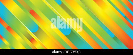 Trendy geometric colorful background with abstract lines. Banner design. Futuristic dynamic pattern. Vector illustration Stock Vector