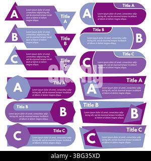 Four sets of three elements of infographic design. Step by step infographic design template. Vector illustration Stock Vector