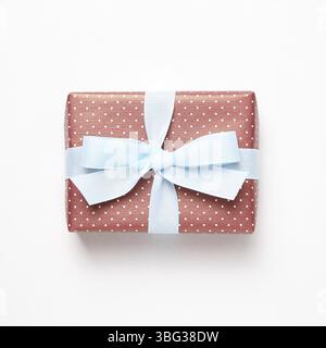 Red dot pattern gift box isolated on white background Stock Photo
