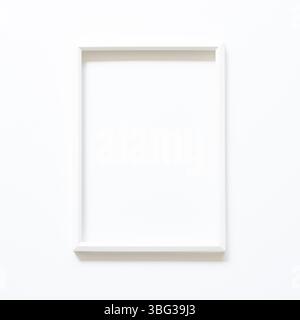 White picture frame on white background. top view, copy space Stock Photo