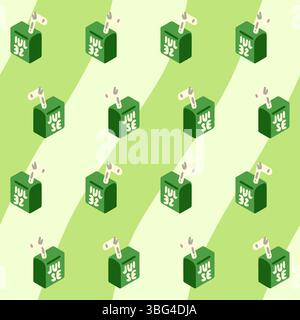 Seamless Green Juice Box Pattern Stock Vector
