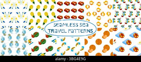 Summer Sea Travel Pattern Collection Stock Vector