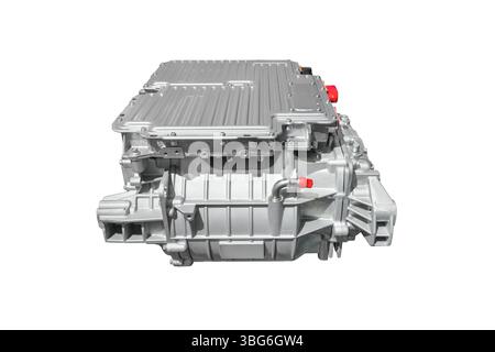 EV engine block car motor part modern car electric vehicle technology isolated on white background Stock Photo