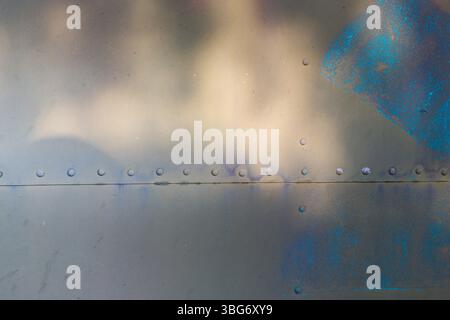 Rust Spots and Stains on White Metal Surface, Industrial Corrosion Texture Stock Photo