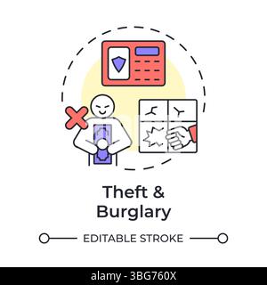 Theft and burglary multi color concept icon Stock Vector