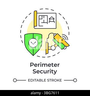 Perimeter security multi color concept icon Stock Vector