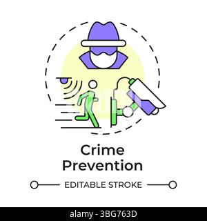Crime prevention multi color concept icon Stock Vector