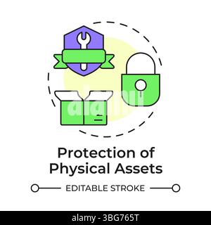 Protection of physical assets multi color concept icon Stock Vector