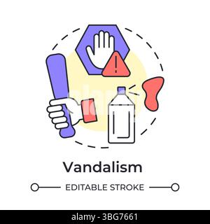 Vandalism multi color concept icon Stock Vector