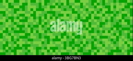 Pixel grass seamless pattern. Pixelart computer block texture. Digital green grass pattern. Game style squared background. Vector illustration Stock Vector