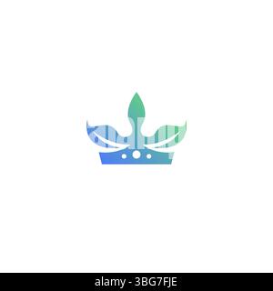 Organic Leaf Crown Logo Design Stock Vector