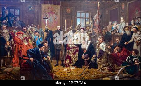Poland; Jan Matejko - Union of Lublin (painting); Lubliner Union (Gemälde); Unia lubelska - obraz olejny malarstwo sztuka Stock Photo