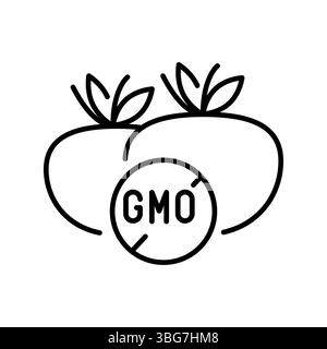 GMO free black line icon for digital and print projects.  Minimal clean icons for apps and websites. Modern simple icons for UI UX and branding Stock Vector