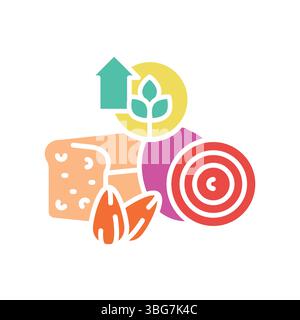High fiber color flat icon for digital and print projects.  Minimal clean icons for apps and websites. Modern simple icons for UI UX and branding Stock Vector
