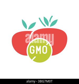 GMO free color flat icon for digital and print projects. Minimal clean icons for apps and websites. Modern simple icons for UI UX and branding Stock Vector