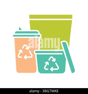 eco friendly packaging color flat icon for digital and print projects.  Minimal clean icons for apps and websites. Modern simple icons for UI UX and b Stock Vector