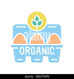 organic eggs color flat icon for digital and print projects.  Minimal clean icons for apps and websites. Modern simple icons for UI UX and branding Stock Vector