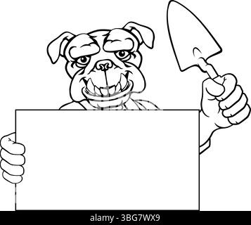 Bricklayer Bulldog Dog Trowel Tool Handyman Mascot Stock Vector